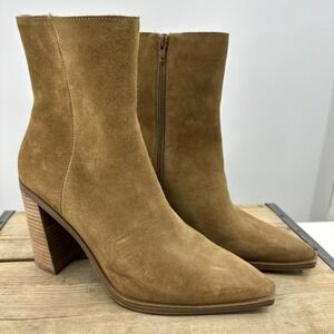 Steve Madden Women's Sparrow Block Heel Ankle Boots Chestnut Suede Size 10 Point